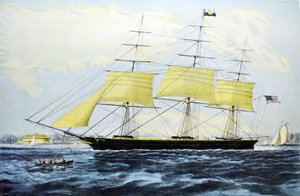Currier & Ives İllüstrasyon 19. Yüzyıl. Clipper Gemi Bülbül